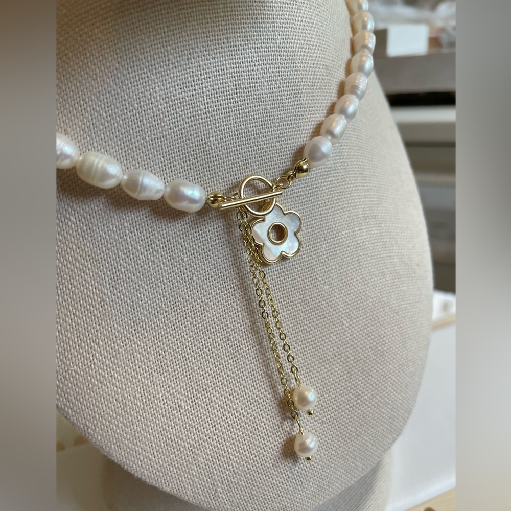 New!! Vintage Chocker Natural Freshwater Pearl Necklace, Genuine Pearl Necklace